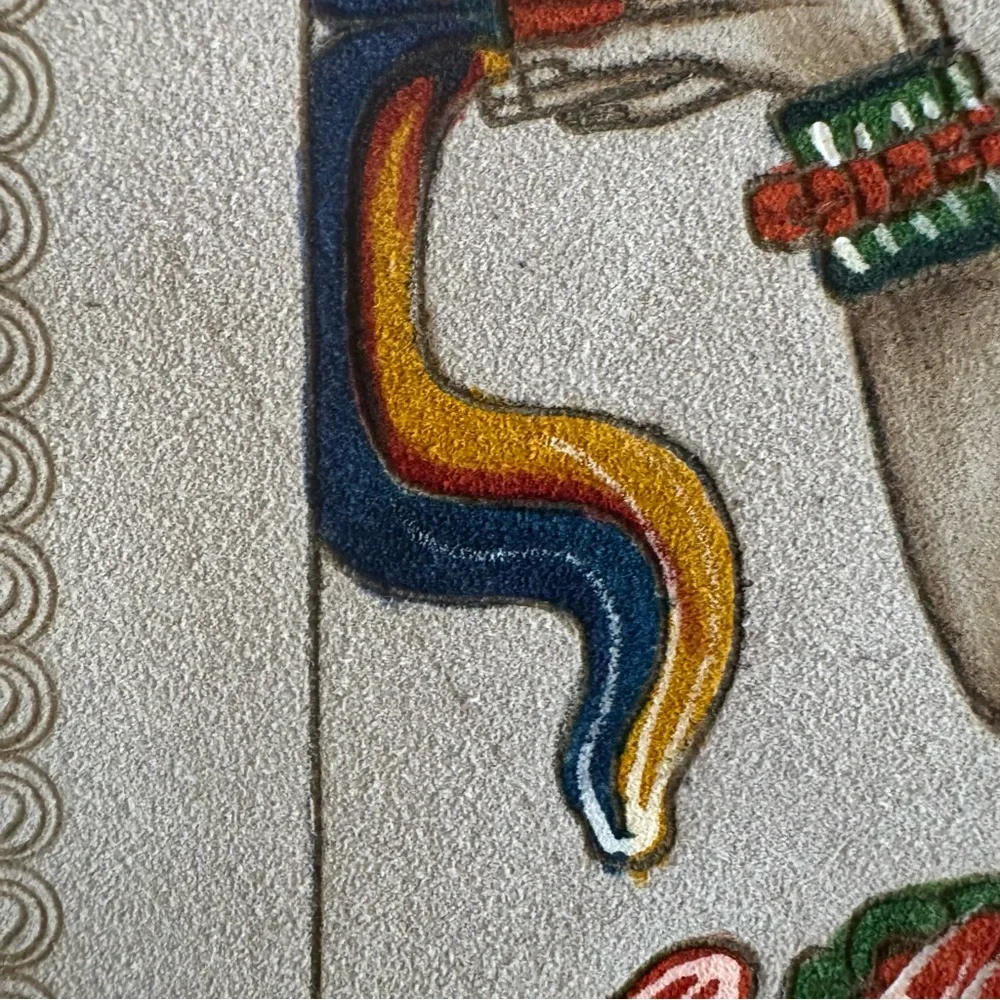 MAYAN Pyrography Colorful Leather Art 12.5” x 6.25 “ El Fumador”